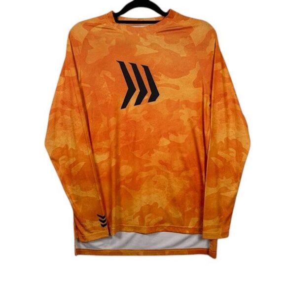 Gillz Sun Orange Men's Contender Series Long Sleeve UV Fishing Tee Size Small - Picture 2 of 12